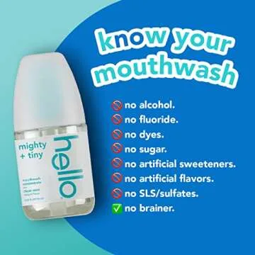Hello Clean Mint Mouthwash Concentrate for Bad Breath, Alcohol Free Travel Size Mouthwash Made with Coconut Oil and Tea Tree Oil, Helps Freshen Breath, 2 Pack, 3.25 fl Oz Pump Bottles