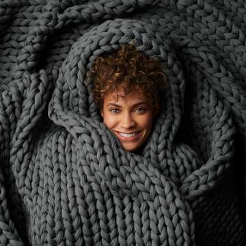 Bearaby Hand-Knit Weighted Blanket - Organic & Breathable Comfort
