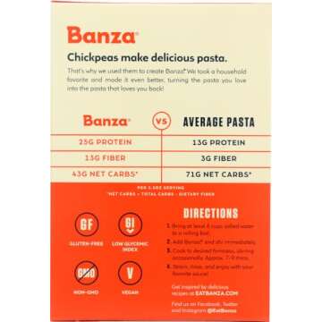 Banza Chickpea Pasta Rotini - Gluten-Free, High Protein