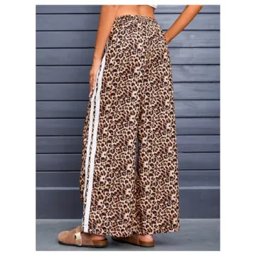 MakeMeChic Leopard Side Stripe Sweatpants for Women