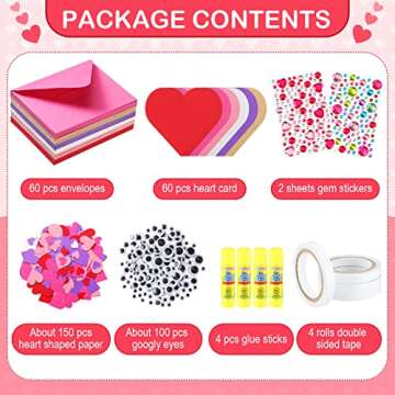 Yexiya 380 Pcs Valentine‘s Day DIY Craft Kit Valentine‘s Day Ornaments Decorations Paper Heart C...