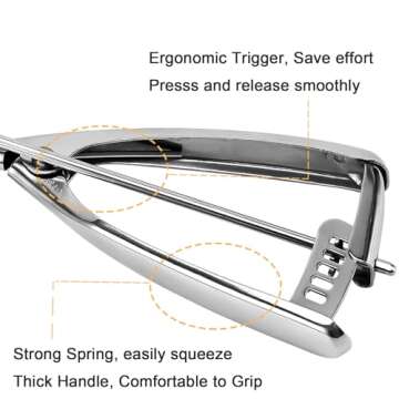 Medium Cookie Scoop, 2.8 Tbsp/ 1.4 OZ, 2 inch/ 5 CM Ball, 18/8 Stainless Steel Medium Ice Cream Scoop, Secondary Polishing