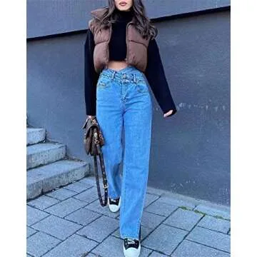 HOULENGS Women's Crop Puffer Vest for Stylish Winter Wear