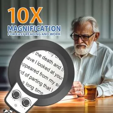 10X Magnifying Glass with Light, 2024 New Upgrade Infinite Color and Brightness Magnifying Desk Large Lamp & Clamp, 2-in-1 LED Hands Free Lighted Magnifier Stand for Craft Hobby Close Work Soldering