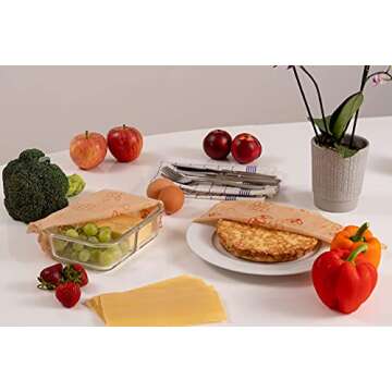 Eco-Friendly Reusable Beeswax Food Wraps - 4 Pack with Bonus String