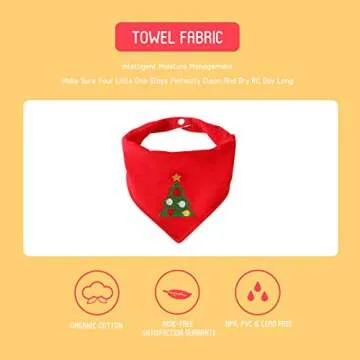 Little Dimsum Baby Bandana Drool Bib for Christmas Baby Bibs Boys & Girls Super Absorbent 100% Organic Cotton Baby Bandana Baby Gift Set for Teething Drooling(Christmas 4-Piece Bib