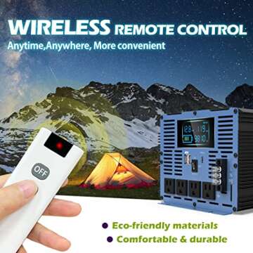 4000 Watt Pure Sine Wave Power Inverter 12V DC to 110 / 120V AC with 4 AC Sockets, Type-C Port, Dual USB Ports, AC Terminal Blocks, LCD Display, Remote Control for Home Solar System Emergency