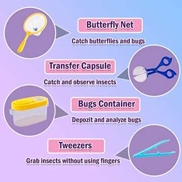 Kidz Xplore Outdoor Explorer Set - Bug Catching Kit Nature Exploration Children Outdoor Games Mini Binoculars Kids, Compass, Whistle, Magnifying Glass, Adventure, Hunting, Hiking Educational Toy