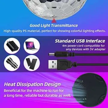 Disco Ball Light,Halloween Party Decorations Lights, USB LED Mini Sound Activated DJ Dance Stage Light Colourful RGB Strobe Lamp for Home Room Dance Karaoke Xmas Happy Birthday Wedding Club Show