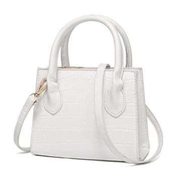 CATMICOO Trendy Mini Purse for Women, Small Handbag and Mini Bag with Crocodile Pattern (White)