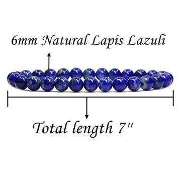 Natural A Grade Lapis Lazuli Gemstone 6mm Round Beads Stretch Bracelet 7" Unisex