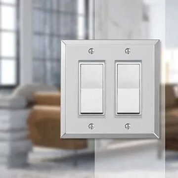 Stylish Amerelle Mirror Double Rocker Wallplate in Clear Mirror