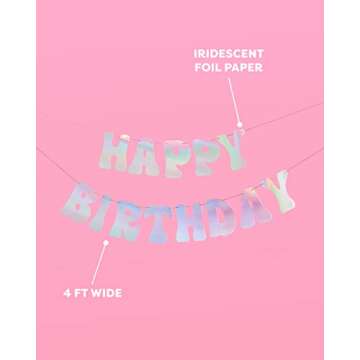 xo, Fetti Iridescent Happy Birthday Foil Banner - 5 Ft. | Bday Party Decorations, 70s Cool Birthday ...