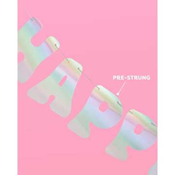 xo, Fetti Iridescent Happy Birthday Foil Banner - 5 Ft. | Bday Party Decorations, 70s Cool Birthday Decor, Sweet 16, 21st