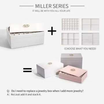 Vlando Miller Jewelry Tray Stackable Showcase Display Drawer Organizer Storage Checkerboard,Multiple color combinations, Large capacity multi-layer design and Fashion(grey)