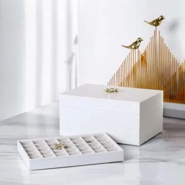 Vlando Miller Jewelry Tray Stackable Showcase Display Drawer Organizer Storage Checkerboard,Multiple color combinations, Large capacity multi-layer design and Fashion(grey)