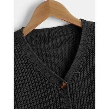 OYOANGLE Girl's Long Sleeve Button Front V Neck Knitted Crop Cardigan Sweater Top