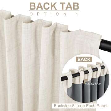 100% Blackout Shield Linen Blackout Curtains for Bedroom 96 Inches Long, Back Tab/Rod Pocket Living Room Drapes, Thermal Insulated Blackout Curtains 2 Panels Set, 50" W x 96" L, Beige
