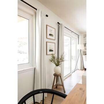 100% Blackout Shield Linen Blackout Curtains for Bedroom 96 Inches Long, Back Tab/Rod Pocket Living Room Drapes, Thermal Insulated Blackout Curtains 2 Panels Set, 50" W x 96" L, Beige