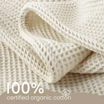 100% Organic Cotton Blanket - Soft Breathable Cotton Waffle Blanket King Size for All Seasons - Luxury 320GSM Cozy Warm Lightweight 100% Cotton Blanket Fairtrade Certified (108x90, Natural)