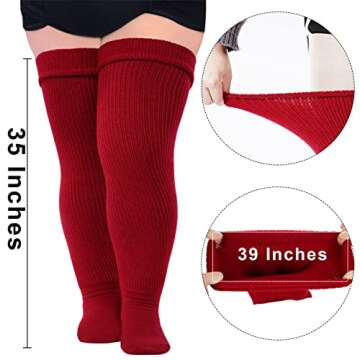 Plus Size Womens Thigh High Socks for Thick Thighs- Extra Long & Thick Over the Knee Stockings- Leg ...