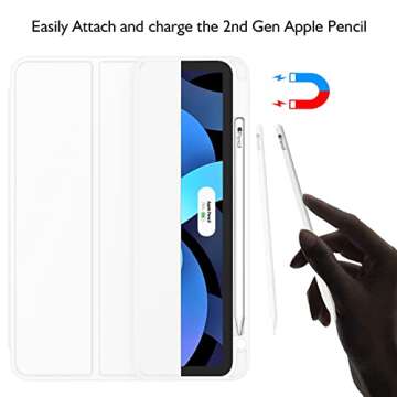 ZryXal iPad Air 11 Inch Case M2 2024/ iPad Air Case 5th Generation/4th Generation 2022/2020 10.9 Inch, Smart iPad Case [Support Touch ID and Auto Wake/Sleep] (White)