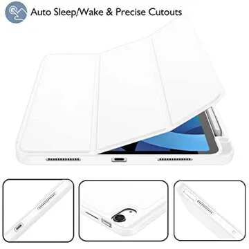 ZryXal iPad Air 11 Inch Case M2 2024/ iPad Air Case 5th Generation/4th Generation 2022/2020 10.9 Inch, Smart iPad Case [Support Touch ID and Auto Wake/Sleep] (White)