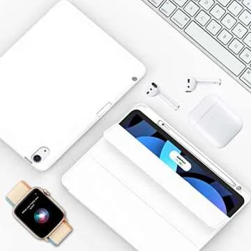 ZryXal iPad Air 11 Inch Case M2 2024/ iPad Air Case 5th Generation/4th Generation 2022/2020 10.9 Inch, Smart iPad Case [Support Touch ID and Auto Wake/Sleep] (White)