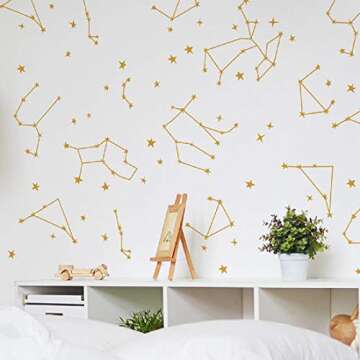 Stars and Constellations Wall Decals Peel and Stick Geometric Zodiac Horoscope Stickers Art Mural Decor for Home Dorm Office Party Nursery
