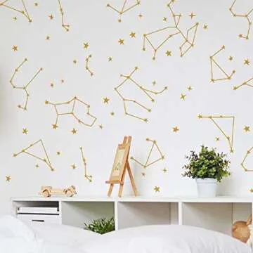 Stars and Constellations Wall Decals Peel and Stick Geometric Zodiac Horoscope Stickers Art Mural Decor for Home Dorm Office Party Nursery