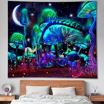 Vibrant Mushroom Tapestry for Bedroom Aesthetic Decor