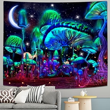 Vibrant Mushroom Tapestry for Bedroom Aesthetic Decor