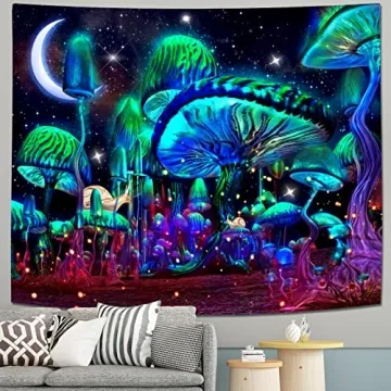 Vibrant Mushroom Tapestry for Bedroom Aesthetic Decor