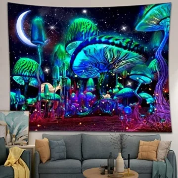 Vibrant Mushroom Tapestry for Bedroom Aesthetic Decor