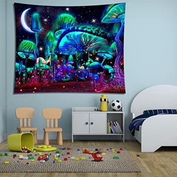 Vibrant Mushroom Tapestry for Bedroom Aesthetic Decor