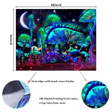 Vibrant Mushroom Tapestry for Bedroom Aesthetic Decor