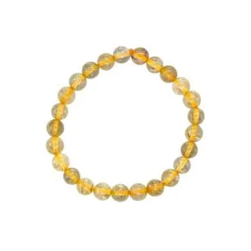 Gold Rutilated Quartz Bracelet for Women Men's Gifts - Protection Healing Crystal Bracelet - 8mm Gem...