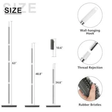 Loonpon Rubber Broom for Pet Hair Remover,63 inch Pet Hair Removal Broom with Squeegee,Rubber Fur Remover Brush for Fluff Carpet Hardwood Floor Tile Window