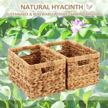 Edergoo Wicker Storage Basket, Water Hyacinth Storage Baskets with Built-in Handles, Large Wicker Ba...