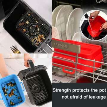 2 PCS Air Fryer Silicone Liners, Reusable Replacement of Flammable Parchment Liner, Oil-proof, Water-proof, Food Grade Parchment for Baking Roasting Microwave (Silica gel, 7.6 inch)