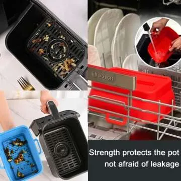 2 PCS Air Fryer Silicone Liners, Reusable Replacement of Flammable Parchment Liner, Oil-proof, Water-proof, Food Grade Parchment for Baking Roasting Microwave (Silica gel, 7.6 inch)