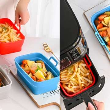 2 PCS Air Fryer Silicone Liners, Reusable Replacement of Flammable Parchment Liner, Oil-proof, Water-proof, Food Grade Parchment for Baking Roasting Microwave (Silica gel, 7.6 inch)