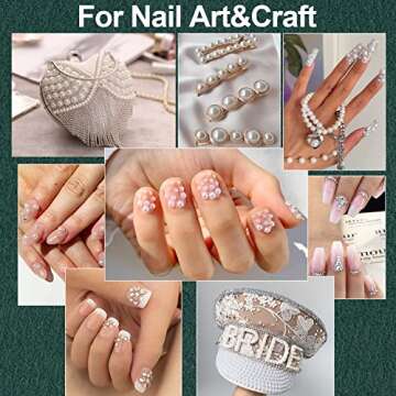 2700 PCS of 2 Boxes Flat Back Pearls Kits Half Round White+Beige Pearls with Quick Dry Makeup Glue+Picker Pencil+Tweezer for Nail Art and Face Eye Body Make-up