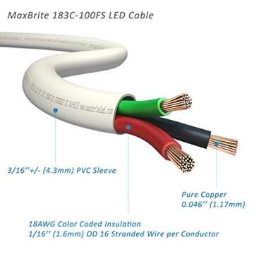 100ft 18AWG Low Voltage LED Cable for DIY Projects