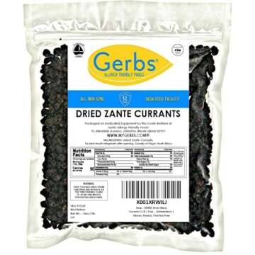 GERBS Dried Zante Currants 1 LB | Freshly Dehydrated Re-sealable Bulk Bag | Top 14 Food Allergy Free | Sulfur Dioxide Free | Rich in Antioxidants | Gluten, Peanut, Tree Nut Free