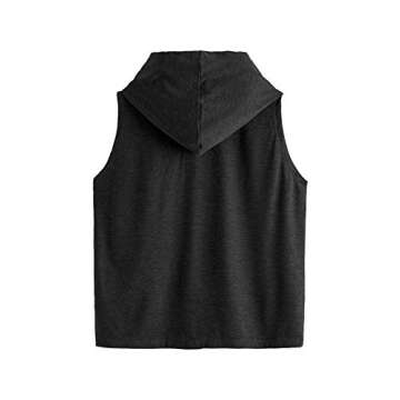 SweatyRocks Women's Summer Sleeveless Hooded Tank Top T-Shirt for Athletic Exercise Relaxed Breathable Black S