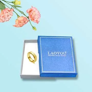 LAOYOU Anxiety Fidget Relief Spinner Ring for Women | 6MM Stainless Steel Glitter Worry Stress Relieve Ring Band Set for Men ladies 5 Tones Availble
