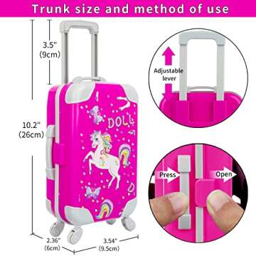 ZQDOLL 18 Inch Doll Accessories Travel Suitcase Play Set