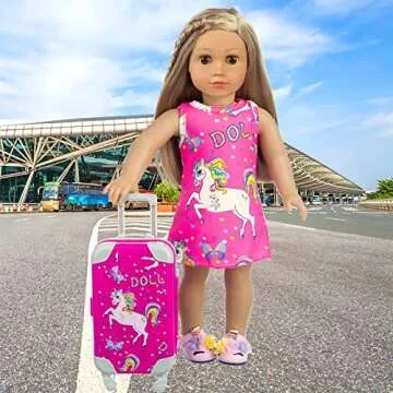 ZQDOLL 18 Inch Doll Accessories Travel Suitcase Play Set