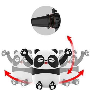 Taoke Panda Phone Holder Car Phone Mount, Cartoon Air Vent Vehicle Mount Cradle Holder Compatible with 4.0-6.5 inch Cellphones-Black